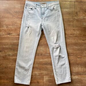 Joe’s The Lara Mid-Rise Cigarette Crop Light Wash Distressed Jeans Size 27